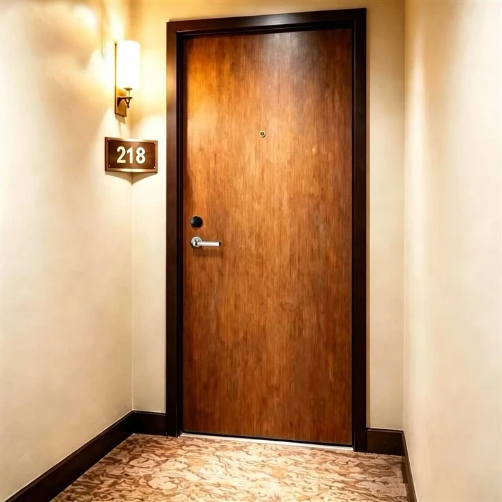 Hotel guestroom wood door Hotel guestroom wood door